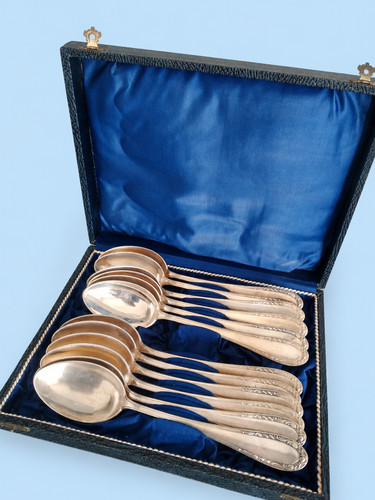 Antikes silberlöffel set - antikes, silberlöffel-set