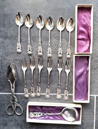 14tlg kaffebesteck set - 14tlg.kaffebesteck, antik